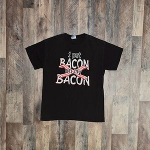 “I Put Bacon on My Bacon” Brown Gildan T-Shirt (Medium)